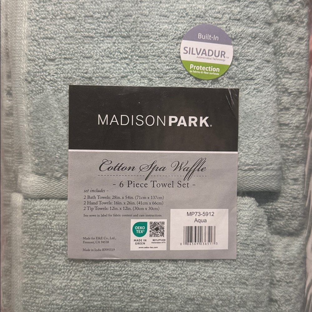 6 Pcs Towel Set Aqua Color